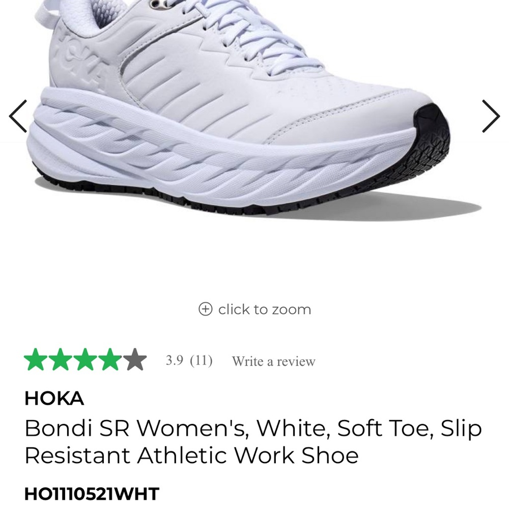 Hoka Bondi SR Women's White Athletic Shoes